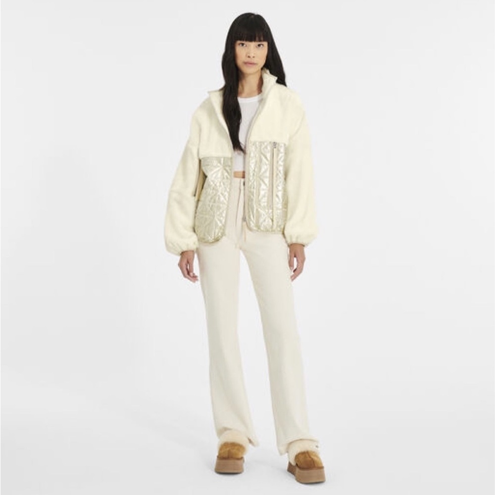 SOLD❄️❄️ UGG Marlene Quilted Jacket Metallic in Cream & Gold